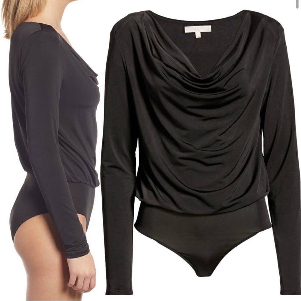 $78 NWT WAYF Solano Ruched Draped Cowl Neck Bodysuit XS